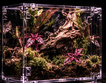 Concept image of a lush planted bioactive terrarium